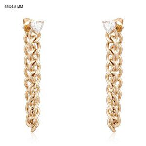 Heart Top Curb 14K (or 18k upon request) Yellow Gold Chain Drop Earrings